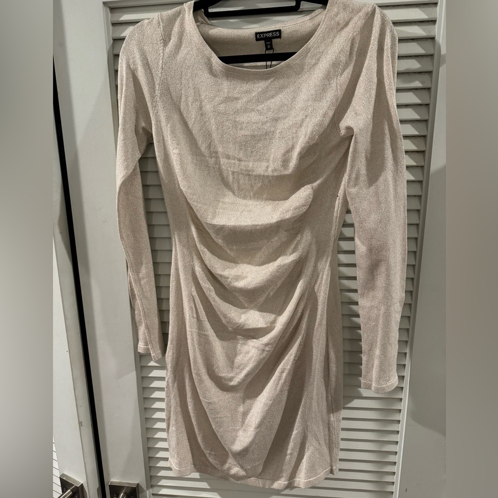NWT Medium Express Gold Speckled Sweater Dress